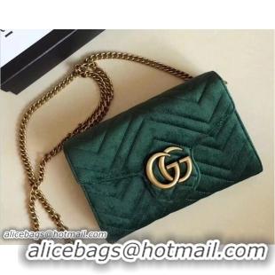 Pretty Style Gucci Velvet GG Marmont Matelassé Chevron Mini Bag 474575 Green 2018