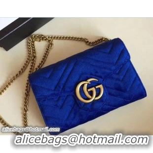 Low Cost Gucci Velvet GG Marmont Matelassé Chevron Mini Bag 474575 Blue 2018