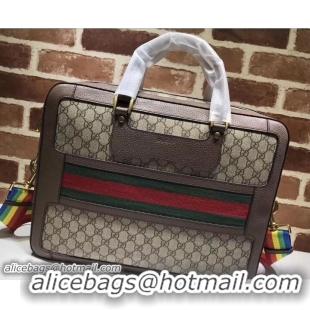 Well Crafted Gucci GG Supreme Briefcase Bag With Web 484663 Brown 2018