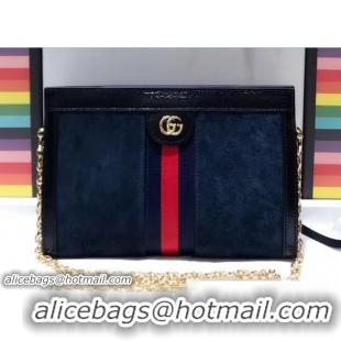 Traditional Discount Gucci Structured Shape Ophidia GG Small Shoulder Bag 503877 Suede Dark Blue 2018