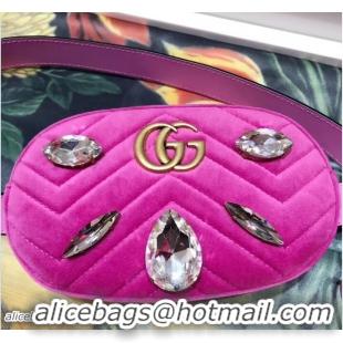 Most Popular Gucci Chevron Velvet GG Marmont Belt Bag 476434 Pink 2018