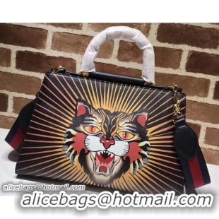 Fashion Gucci Nymphea Leather Top Handle Medium Bag 453764 Tiger 2018