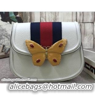 Sumptuous Gucci GucciTotem Web Small Shoulder Bag 505388 Enameled Butterfly Ivory 2018