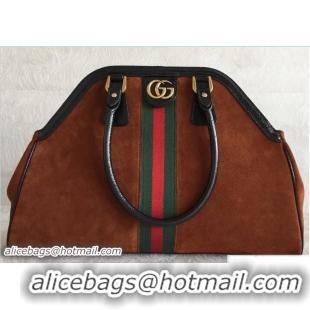 Traditional Specials Gucci GG Tote Bag 501015 Web Suede Brown Spring 2018