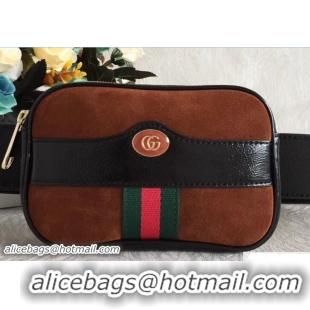 Crafted Gucci Brown Suede Web Small Belt Bag 501332 Spring 2018