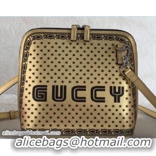 Top Design Gucci Guccy Printed Crossbody Bag 501122 Gold Spring 2018