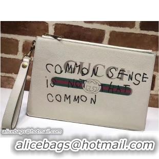 Good Looking Gucci Coco Capitán Vintage Logo Portfolio Pouch Clutch Bag 494320 White