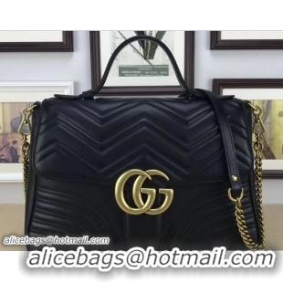 Best Product Gucci GG Marmont Matelassé Chevron Medium Top Handle Bag 498109 Black