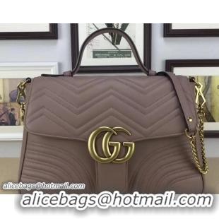 Low Cost Gucci GG Marmont Matelassé Chevron Medium Top Handle Bag 498109 Nude