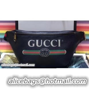 Sumptuous Gucci Print Leather Vintage Logo Belt Bag 493869 Black 2018