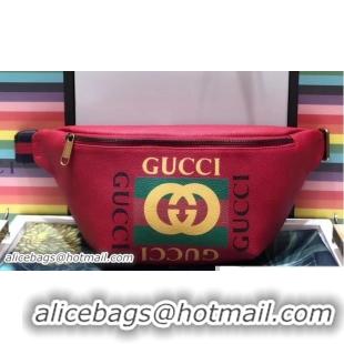 Fashion Gucci Print Leather Vintage Logo Belt Bag 493869 Red 2018