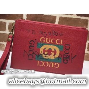 Popular Style Gucci Coco Capitán Vintage Logo Portfolio Pouch Clutch Bag 494320 Red