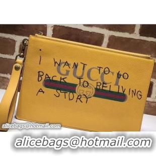 Trendy Design Gucci Coco Capitán Vintage Logo Portfolio Pouch Clutch Bag 494320 Yellow