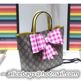 Grade Gucci Children's Check Bow GG Tote Bag 501804 Yellow 2018