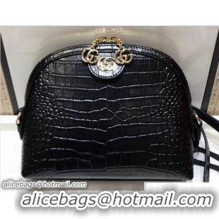 Unique Style Gucci Ophidia Crocodile Pattern Small Shoulder Bag 499621 Black 2018