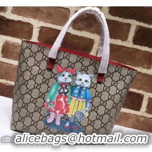 Charming Gucci Children's GG Tote Bag 410812 Kitten Friends 2018