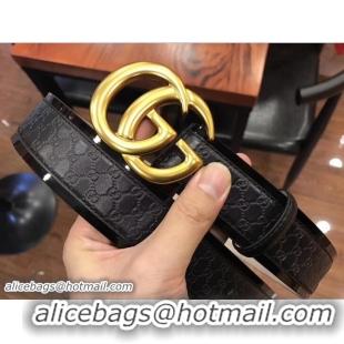 Crafted Gucci Signature Leather Belt with Double G Buckle Gold Hardware 20808 2018