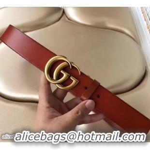 Sophisticated Gucci Width 38mm Double G Buckle Belt Red With Gold Hardware 20705