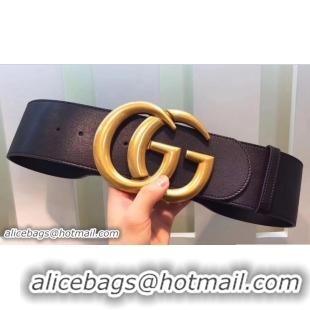 Best Grade Gucci Width 7cm Wide Leather Belt With Double G Buckle 20801 Black 2018