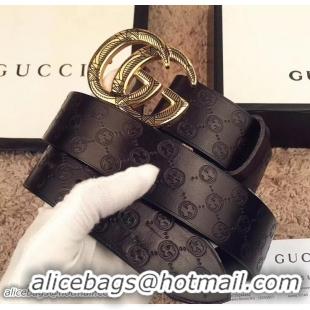 Most Popular Gucci Signature Leather Belt with Double G Laser Cut Buckle Gold Hardware 20813 2018