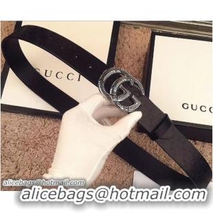 Most Popular Gucci Signature Leather Belt with Double G Laser Cut Buckle Silver Hardware 20814 2018