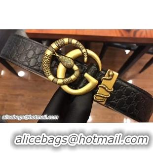 Best Price Gucci Signature Leather Belt Black with Double G Snake Buckle 20814 2018