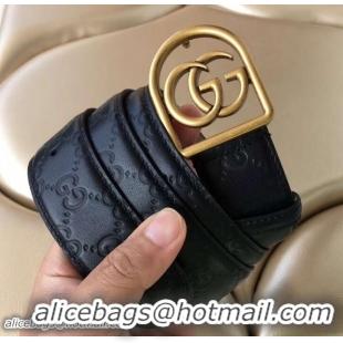 Perfect Gucci Width 3.8cm Signature Leather Belt With Framed Double G Buckle 20816 2018