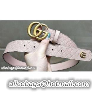 Fashion Gucci Width 3.3cm Signature Leather Belt Nude with Double G Buckle Gold Hardware 20829 2018