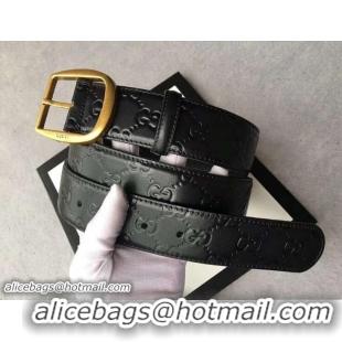 Discount Gucci Width 3.8cm Signature Leather Belt with Square Buckle Gold Hardware 20821 2018