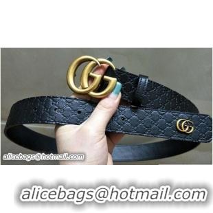 Luxurious Gucci Width 3.3cm Signature Leather Belt Black with Double G Buckle Gold Hardware 20832 2018