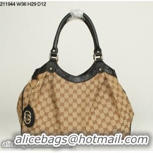 Top Design Gucci Sukey Original GG Canvas Tote Bag 211944 Black