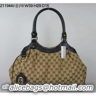 Cheapest Gucci Sukey Original GG Canvas Tote Bag 211944 Coffee