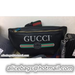 New Fashion Gucci Print Leather Vintage Logo Belt Bag 493869 Black