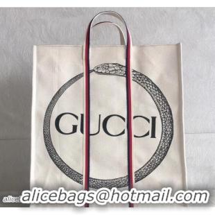 Good Product Gucci Cotton Canvas Ouroboros Print Tote Bag 484690 2018