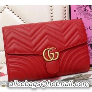 Inexpensive Gucci GG Marmont Matelassé Chevron Clutch Bag 498079 Red 2018