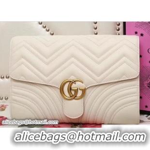 Durable Gucci GG Marmont Matelassé Chevron Clutch Bag 498079 White 2018