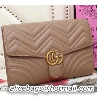 Luxurious Gucci GG Marmont Matelassé Chevron Clutch Bag 498079 Nude 2018