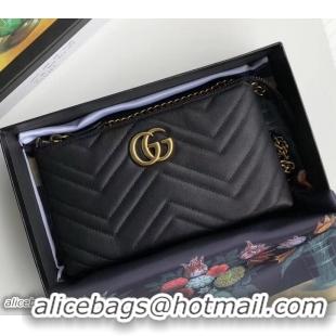 Fashion Gucci GG Marmont Matelassé Chevron Mini Chain Bag 443447 Black 2018