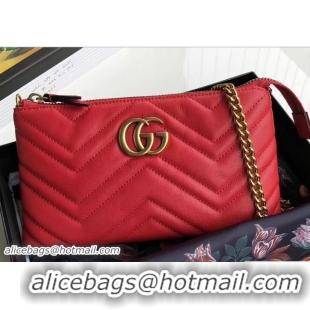 Top Design Gucci GG Marmont Matelassé Chevron Mini Chain Bag 443447 Red 2018