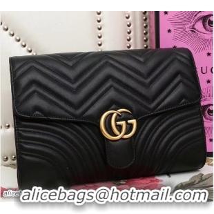 Good Product Gucci GG Marmont Matelassé Chevron Clutch Bag 498079 Black 2018