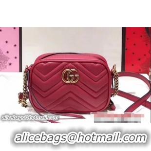 High Replica Gucci GG Marmont Matelassé Chevron Mini Chain Shoulder Camera Bag 448065 Red