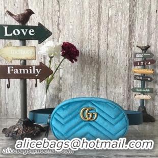 Replica Classic Gucci GG Marmont Velvet Belt Bag 476434 Light Blue