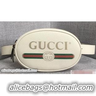 Cheap Price Gucci Print Leather Vintage Logo Belt Bag 476434 White 2018