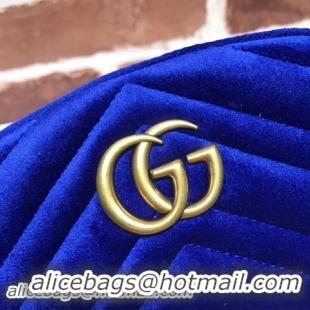 Hot Sell Gucci GG Marmont Velvet Belt Bag 476434 Dark Blue