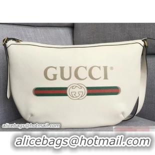 Expensive Gucci Vintage Logo Print Half-Moon Hobo Bag 523588 White 2018