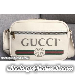 Top Grade Gucci Vintage Logo Print Shoulder Bag 523589 White 2018