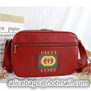 Good Product Gucci Vintage Logo Print Shoulder Bag 523589 Red 2018