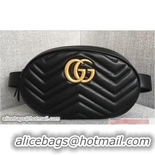 Grade Quality Gucci GG Marmont Matelasse Leather Belt Bag 491294 Black 2018