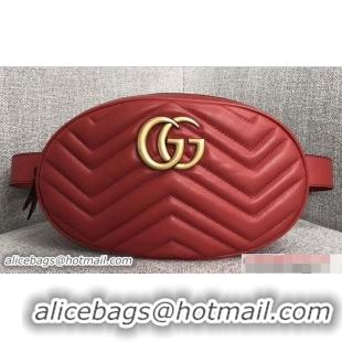 Crafted Gucci GG Marmont Matelasse Leather Belt Bag 491294 Red 2018