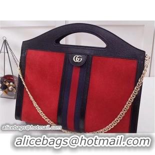 Top Design Gucci Suede Ophidia Web Medium Top Handle Tote Bag 512957 Red 2018